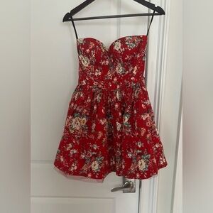 Papaya floral strapless mini dress size S cotton fit and flare NWOT